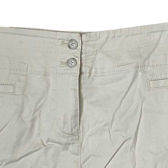 J.Jill Live In Chino Pencil Skirt Two Button Stretch Beige Split Back Women Sz.4 - Picture 5 of 8